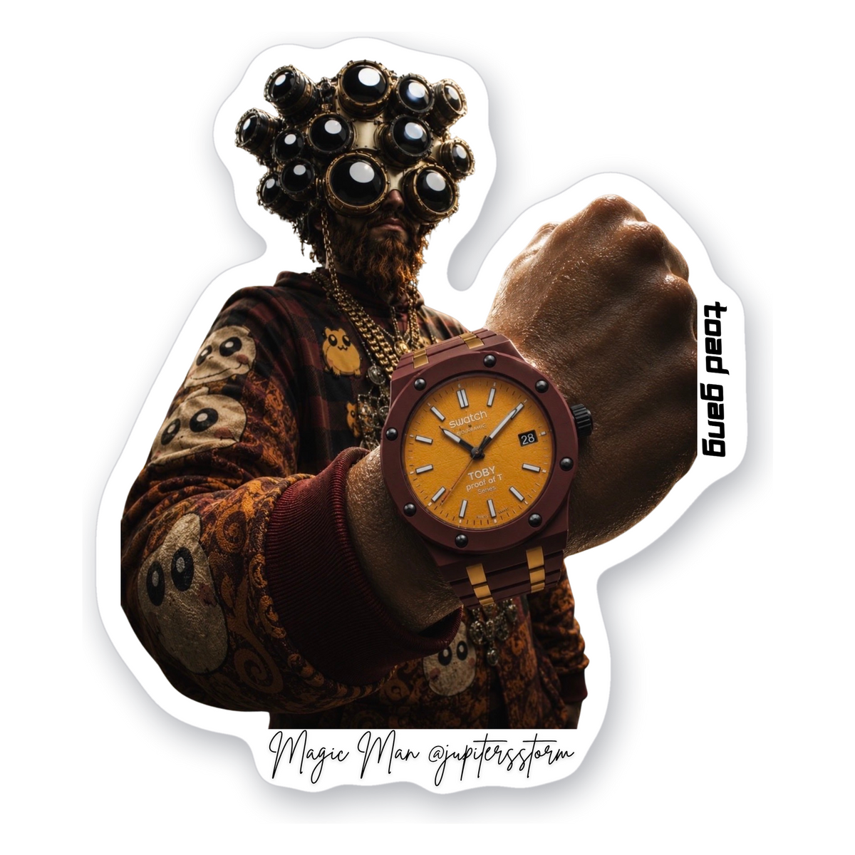 Magic Man Timepiece Vinyl Sticker, White