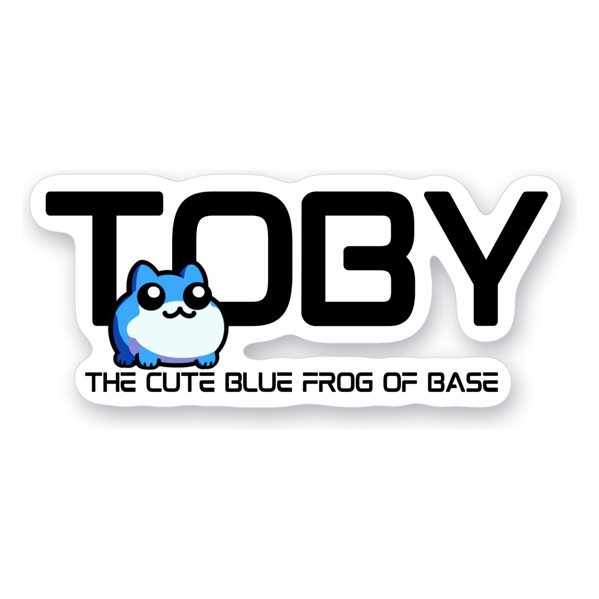 Cute Blue Frog Sticker Vinyl Sticker, White