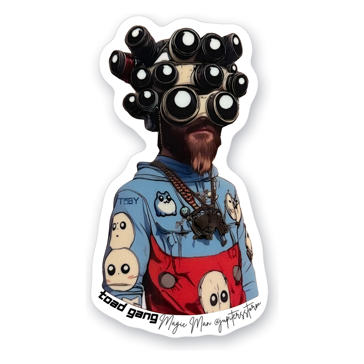 Magic Man Portrait Sticker Vinyl Sticker, White