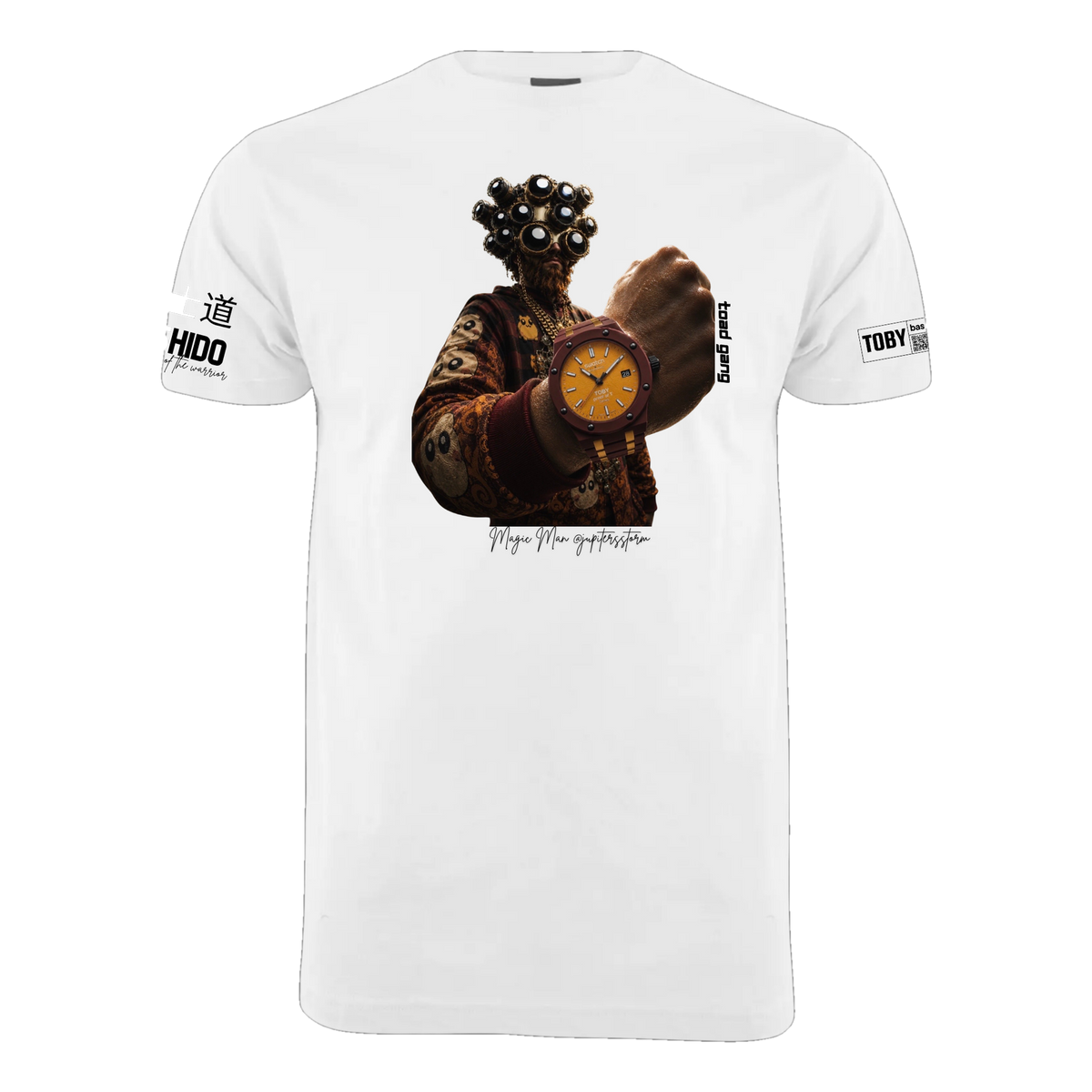 Magic Man Timepiece Ring Spun Cotton Tee, White
