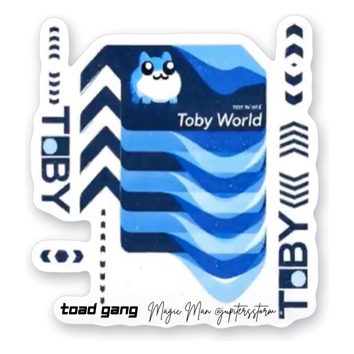 Toby World, Blue Vinyl Sticker, White